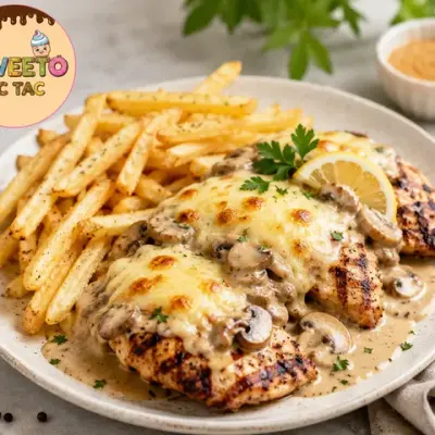 صحن دجاج مع صوص وجبنه