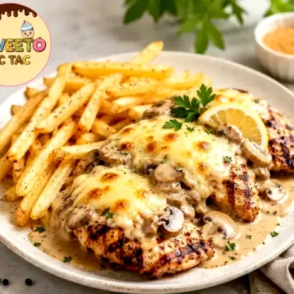 صحن دجاج مع صوص وجبنه