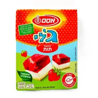 אבקה להכנת ג’לי בטעם תות אסם – 90 גרם